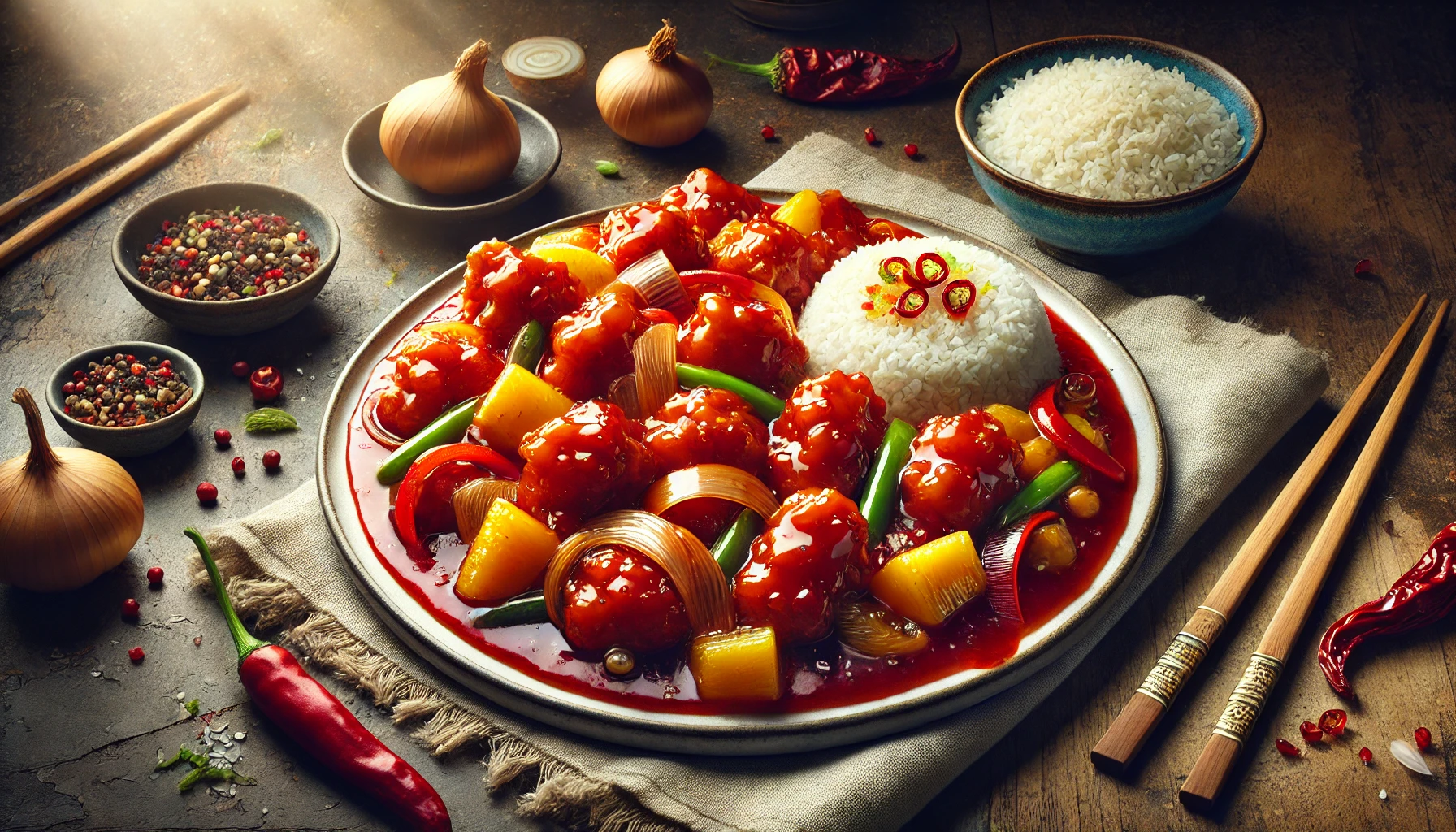 Kylling i Sursød Sauce